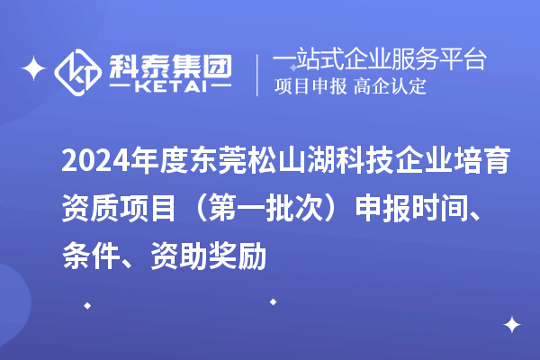 2024年度东莞松山湖科技企业培育资质项目（第一批次）申报时间、条件、资助奖励
