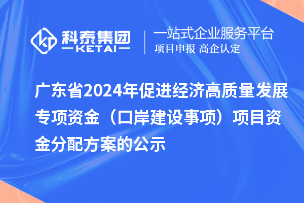 广东省2024年促进经济高质量发展专项资金(口岸建设事项)项目资金分配方案的公示