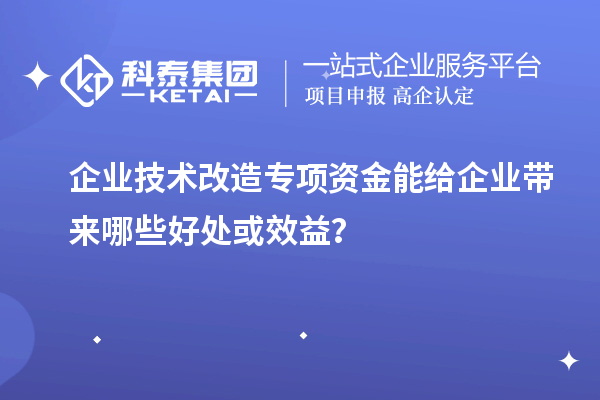 企业技术改造专项资金能给企业带来哪些好处或效益？