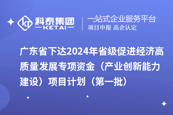 广东省下达2024年省级促进经济高质量发展专项资金(产业创新能力建设)项目计划(第一批)