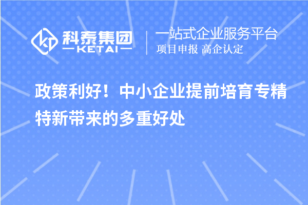政策利好！中小企业提前培育专精特新带来的多重好处