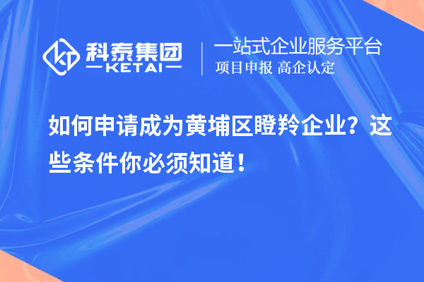 如何申请成为黄埔区瞪羚企业？这些条件你必须知道！