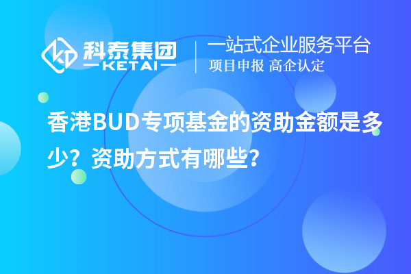 香港BUD专项基金的资助金额是多少？资助方式有哪些？
