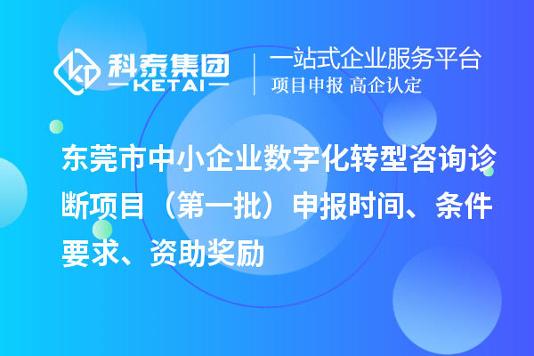 东莞市中小企业数字化转型咨询诊断项目（第一批）申报时间、条件要求、资助奖励