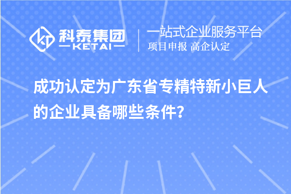 成功认定为广东省专精特新小巨人的企业具备哪些条件?