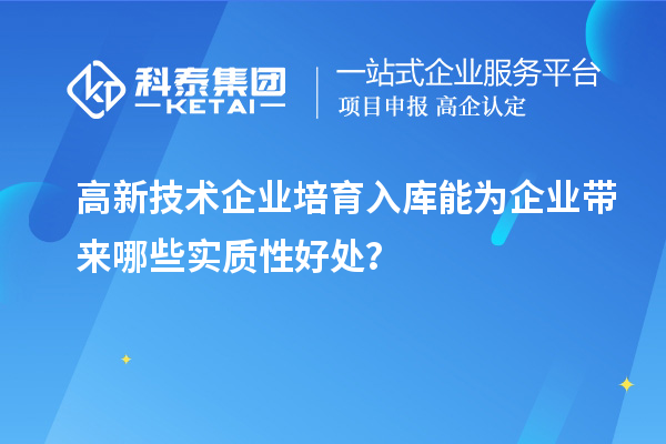 高新技术企业培育入库能为企业带来哪些实质性好处？