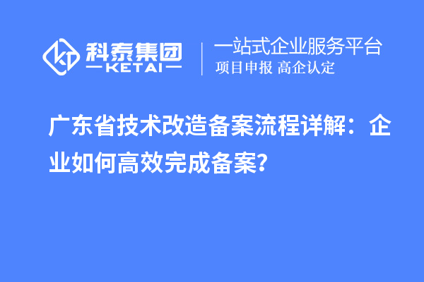 广东省技术改造备案流程详解：企业如何高效完成备案？