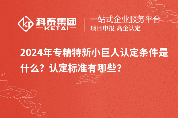 2024年专精特新小巨人认定条件是什么？认定标准有哪些？