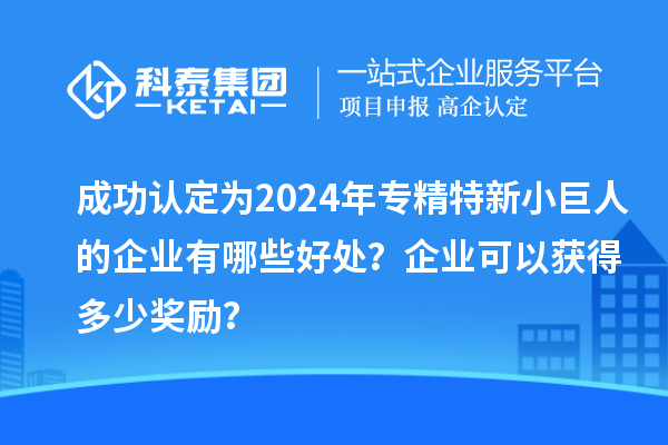 成功认定为2024年专精特新小巨人的企业有哪些好处？企业可以获得多少奖励？