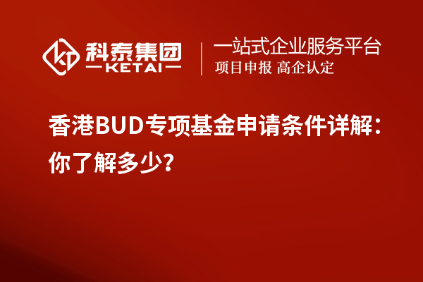 香港BUD专项基金申请条件详解：你了解多少？