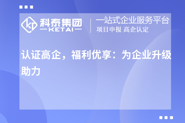 认证高企，福利优享：为企业升级助力