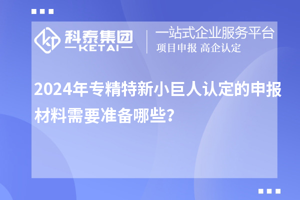2024年专精特新小巨人认定的申报材料需要准备哪些?