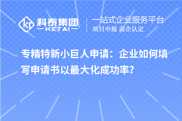 专精特新小巨人申请：企业如何填写申请书以最大化成功率？