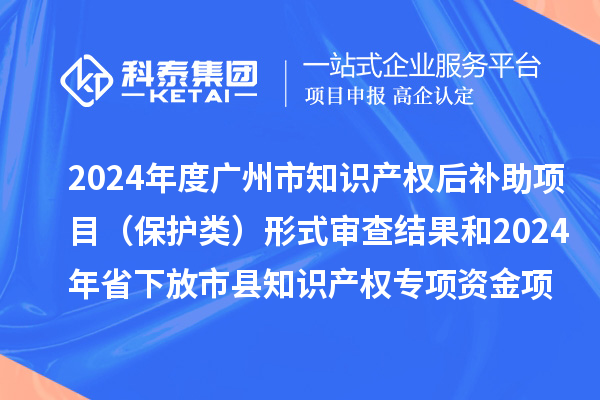 2024年度广州市知识产权后补助项目（?；だ啵┬问缴蟛榻峁?024年省下放市县知识产权专项资金项目（保护类）评审结果公示
