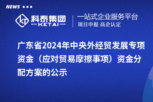 广东省2024年中央外经贸发展专项资金(应对贸易摩擦事项)资金分配方案的公示