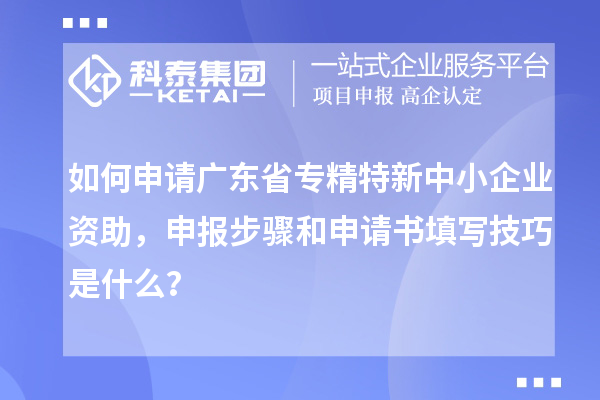 如何申请广东省专精特新中小企业资助，申报步骤和申请书填写技巧是什么？