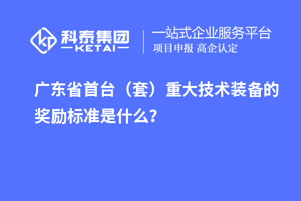 广东省首台（套）重大技术装备的奖励标准是什么？