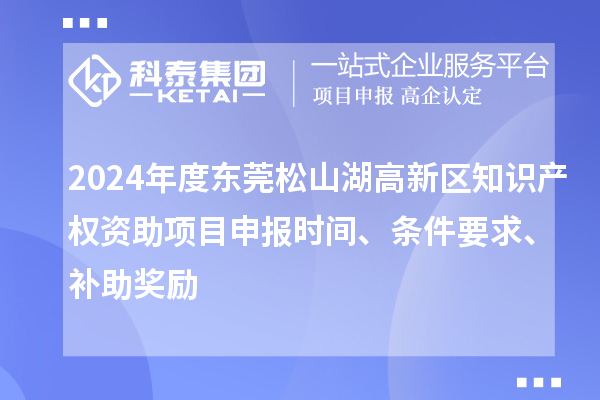 2024年度东莞松山湖高新区知识产权资助项目申报时间、条件要求、补助奖励