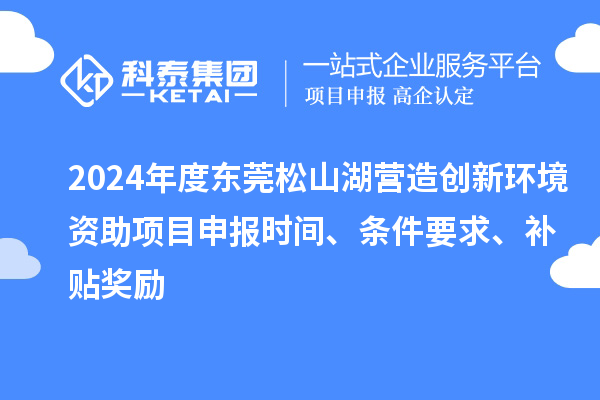 2024年度东莞松山湖营造创新环境资助项目申报时间、条件要求、补贴奖励
