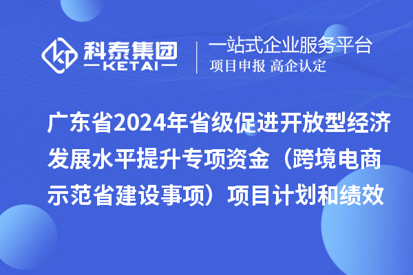 广东省2024年省级促进开放型经济发展水平提升专项资金(跨境电商示范省建设事项)项目计划和绩效目标的公示