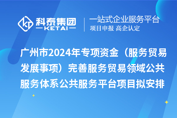 广州市2024年中央外经贸发展专项资金(服务贸易发展事项)完善服务贸易领域公共服务体系公共服务平台项目拟安排计划的公示