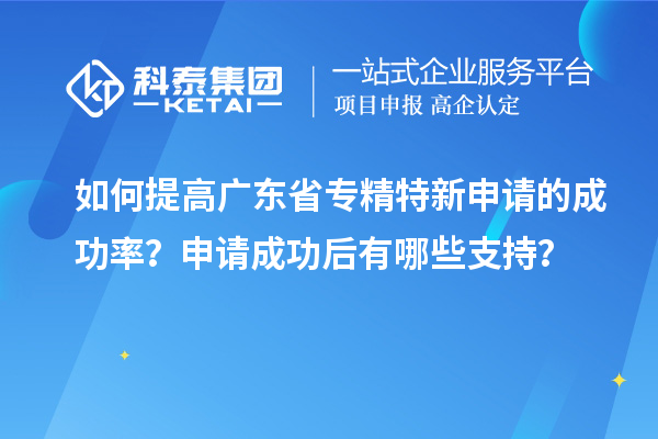 如何提高广东省专精特新申请的成功率？申请成功后有哪些支持？