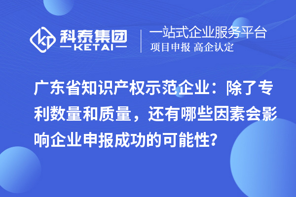 广东省知识产权示范企业：除了专利数量和质量，还有哪些因素会影响企业申报成功的可能性？