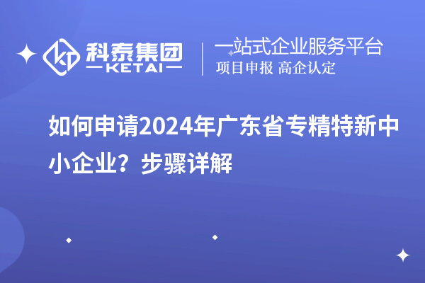 如何申请2024年广东省专精特新中小企业？步骤详解