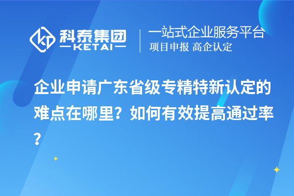 企业申请广东省级专精特新认定的难点在哪里？如何有效提高通过率？