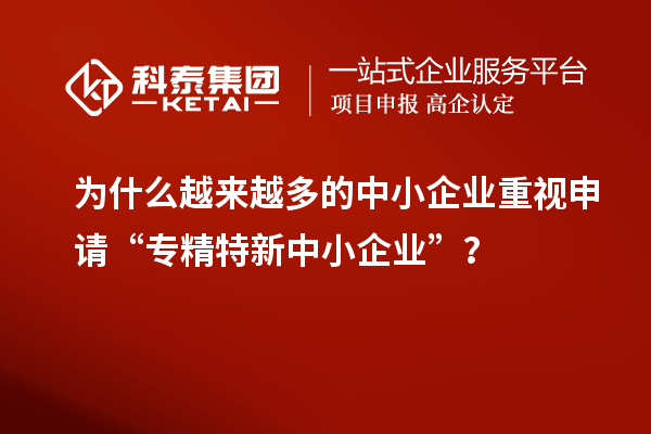 为什么越来越多的中小企业重视申请“专精特新中小企业”？