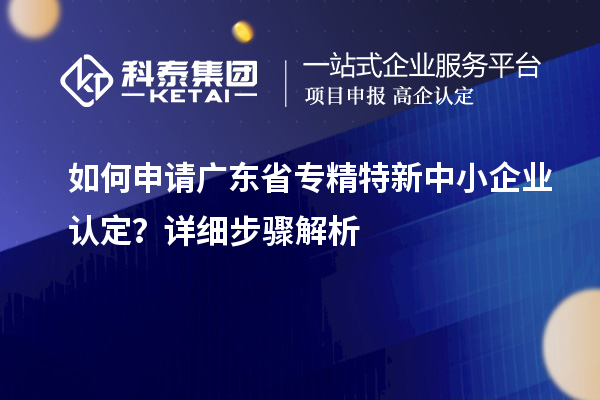 如何申请广东省专精特新中小企业认定？详细步骤解析
