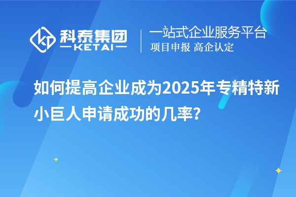 如何提高企业成为2025年专精特新小巨人申请成功的几率？
