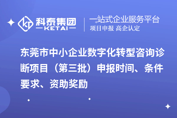 东莞市中小企业数字化转型咨询诊断项目（第三批）申报时间、条件要求、资助奖励