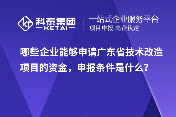 哪些企业能够申请广东省技术改造项目的资金，申报条件是什么？