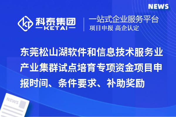 东莞松山湖软件和信息技术服务业产业集群试点培育专项资金项目申报时间、条件要求、补助奖励
