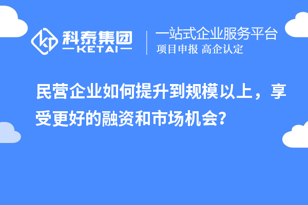 民营企业如何提升到规模以上，享受更好的融资和市场机会？