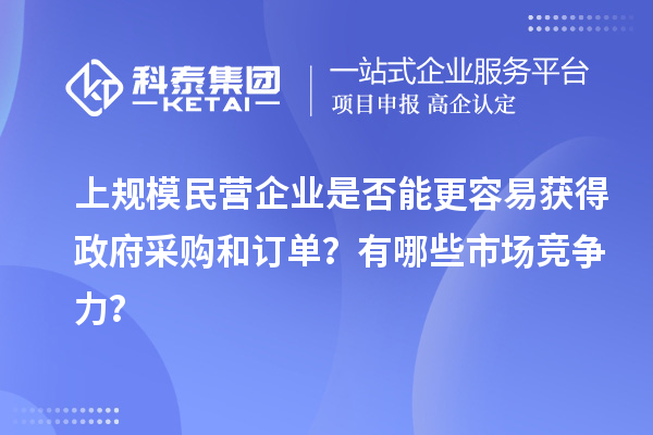 上规模民营企业是否能更容易获得政府采购和订单？有哪些市场竞争力？
