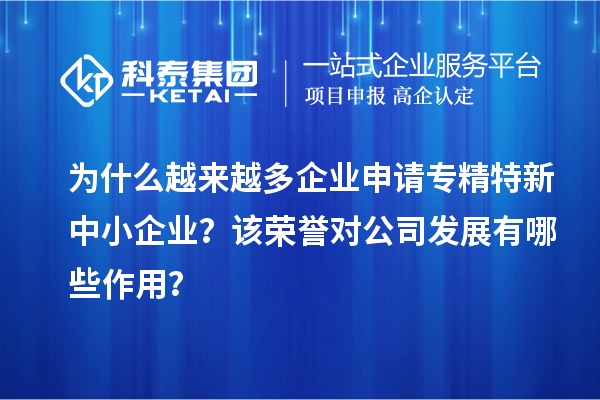 为什么越来越多企业申请专精特新中小企业？该荣誉对公司发展有哪些作用？
