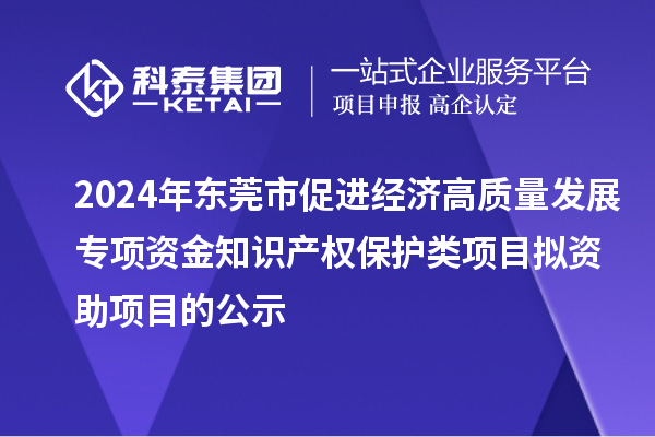 2024年东莞市促进经济高质量发展专项资金知识产权保护类项目拟资助项目的公示