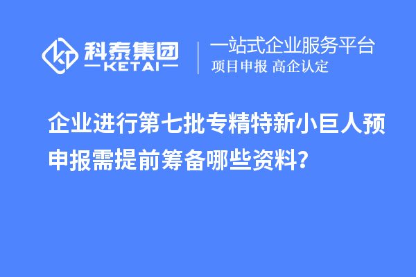 企业进行第七批专精特新小巨人预申报需提前筹备哪些资料？