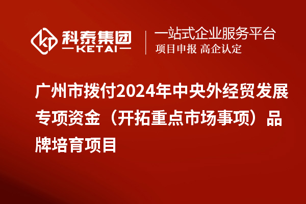 广州市拨付2024年中央外经贸发展专项资金（开拓重点市场事项）品牌培育项目