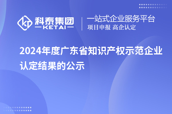 2024年度广东省知识产权示范企业认定结果的公示