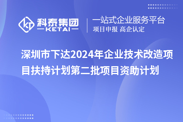 深圳市下达2024年企业技术改造项目扶持计划第二批项目资助计划