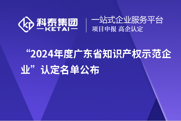 “2024年度广东省知识产权示范企业”认定名单公布