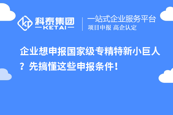企业想申报国家级专精特新小巨人？先搞懂这些申报条件！