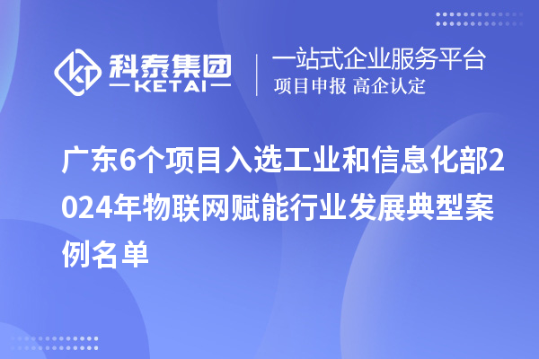 广东6个项目入选工业和信息化部2024年物联网赋能行业发展典型案例名单