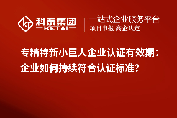 专精特新小巨人企业认证有效期:企业如何持续符合认证标准?