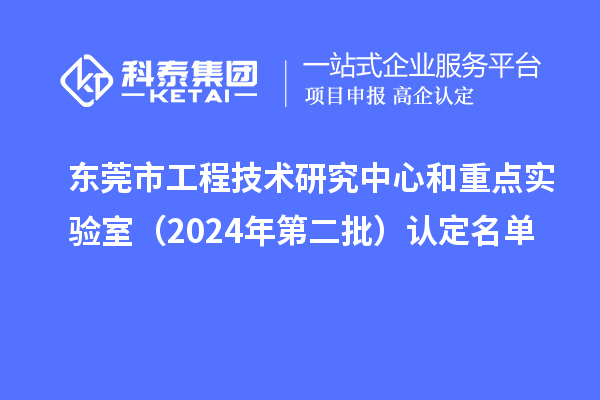 东莞市工程技术研究中心和重点实验室（2024年第二批）认定名单