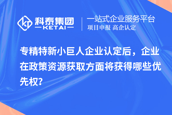 专精特新小巨人企业认定后，企业在政策资源获取方面将获得哪些优先权？