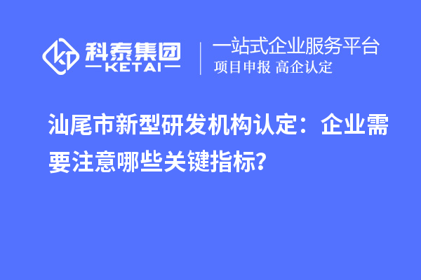 汕尾市新型研发机构认定：企业需要注意哪些关键指标？